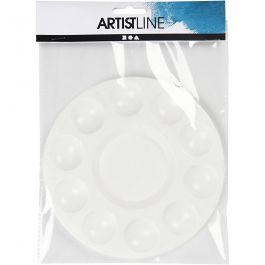 Palet, Rond palet met 11 vakken, d 17 cm, wit, 10 stuk/ 1 doos [HOB-10330]