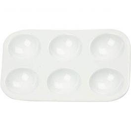 Palet, Rechthoekig palet met 6 vakken, afm 13x8,5 cm, wit, 10 stuk/ 1 doos [HOB-10332]