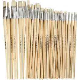 Nature Line kwasten, afm 1+2+4+8+14+20, L: 27,5-33 cm, B: 5-19 mm, plat, 64 stuk/ 1 doos [HOB-10549]