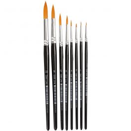 Gold Line penselen, afm 0+1+2+4+8+12+18+22, L: 16,5-21 cm, B: 1-8 mm, rond, 8 stuk/ 1 doos [HOB-10747]