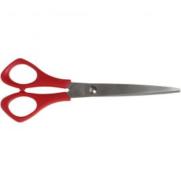 Schoolscharen, L: 16 cm, puntig, linkshandig, rood, 1 stuk [HOB-11212]
