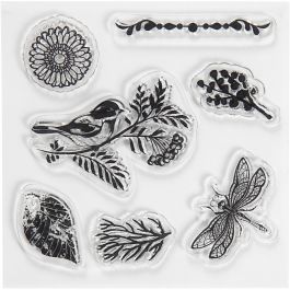 Tampons transparents, gabarits de coupe, animaux et feuilles, dim. 2,5-6cm, 1 Pq. [HOB-117482]