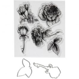 Stempels en snijmallen, bloemen, afm 4-6,5 cm, 1doos/ 1 doos [HOB-117483]