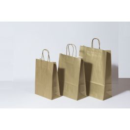 Draagtassen Papier Goud 32+12x41cm Kraft Papier 100 grams (50 stuks) [PAM3241GO]