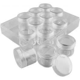 Opslagdoos met potjes, H: 30 mm, d 35 mm, 20 ml, 12 stuk/ 1 set [HOB-13188]