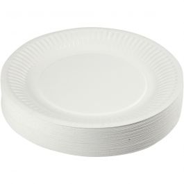 Assiettes en carton, d 18 cm, 100 pièces/ 1 Pq. [HOB-13204]