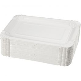 Assiettes plates rectangulaires, dim. 20x13 cm, 250 pièces/ 1 Pq. [HOB-13208]
