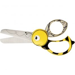 Fiskars Ciseaux Animaux pour Enfants, Abeille, L: 13cm, 1 pièce [HOB-1379]