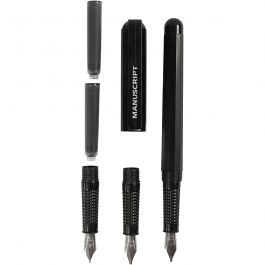 Set de Calligraphie pour Débutants, L : 0,85-1,6 mm, noir, 1 set [HOB-14195]