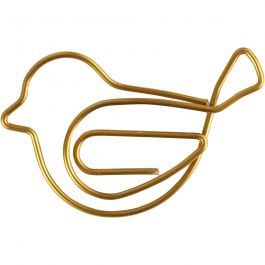 Clips, vogel, afm 32x40 mm, goud, 6 stuk/ 1 doos [HOB-14214]