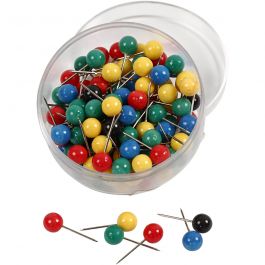 Epingles pour cartes, L : 17 mm, d 6 mm, ass. de couleurs, 100 ass./ 1 Pq. [HOB-14250]