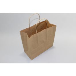 Draagtassen Papier Bruin 18x8x22cm Kraft Papier 90 grams met gedraaid handvat (50 stuks) [PAMB1822]