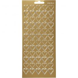 Stickers, harten, vel 10x23 cm, goud, 1 vel [HOB-170017]