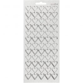 Autocollants, coeurs, feuille 10x23cm, argent, 1 flles [HOB-170018]