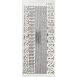 Stickers, randen, vel 10x23 cm, zilver, 1 vel [HOB-170025]