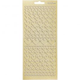 Stickers, harten, vel 10x23 cm, goud, 1 vel [HOB-170045]