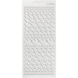 Autocollants, coeurs, feuille 10x23cm, argent, 1 flles [HOB-170046]