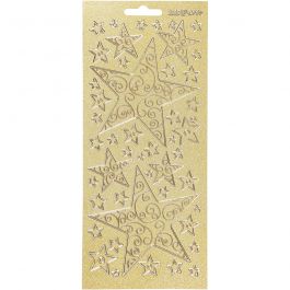 Autocollants, étoiles, feuille 10x23 cm, or, 1 flles [HOB-170063]