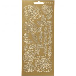 Stickers, rozen, vel 10x23 cm, goud, 1 vel [HOB-170079]