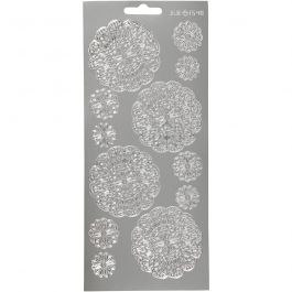 Autocollants, fleurs, feuille 10x23cm, argent, 1 flles [HOB-170096]