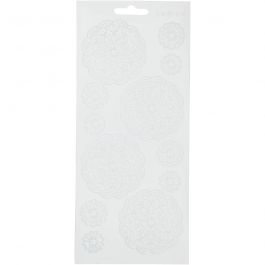 Autocollants, fleurs, feuille 10x23cm, blanc, 1 flles [HOB-170098]