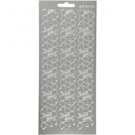 Stickers, bladeren, vel 10x23 cm, zilver, 1 vel [HOB-170102]