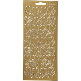 Stickers, harten, vel 10x23 cm, goud, 1 vel [HOB-170104]