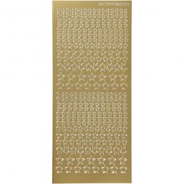 Autocollants, étoiles, feuille 10x23cm, or, 1 flles [HOB-170111]