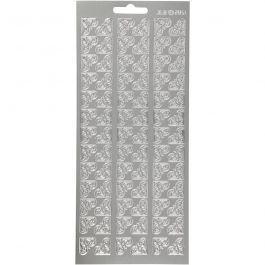 Stickers, hoeken, vel 10x23 cm, zilver, 1 vel [HOB-170118]