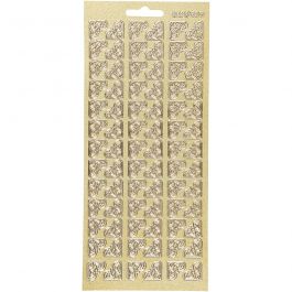 Stickers, hoeken, vel 10x23 cm, goud, 1 vel [HOB-170119]