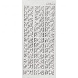 Stickers, hoeken, vel 10x23 cm, zilver, 1 vel [HOB-170120]