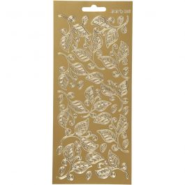 Stickers, bladeren, vel 10x23 cm, goud, 1 vel [HOB-170124]