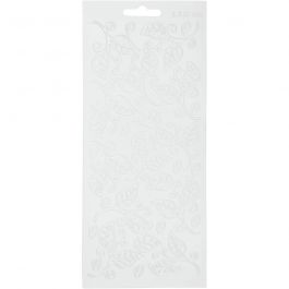 Stickers, bladeren, vel 10x23 cm, wit, 1 vel [HOB-170126]