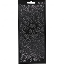 Stickers, bladeren, vel 10x23 cm, zwart, 1 vel [HOB-170127]