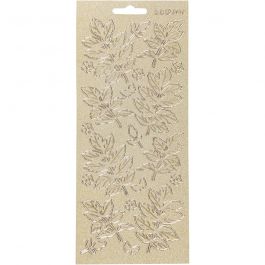 Stickers, bladeren, vel 10x23 cm, goud, 1 vel [HOB-170173]