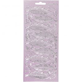 Stickers, veren, vel 10x23 cm, zilver, 1 vel [HOB-170192]