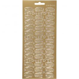Stickers, hoed, vel 10x23 cm, goud, 1 vel [HOB-170208]