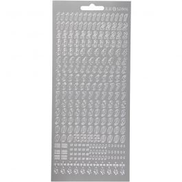 Stickers, cijfers, vel 10x23 cm, zilver, 1 vel [HOB-170213]