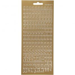 Autocollants, alphabet, feuille 10x23cm, or, 1 flles [HOB-170214]