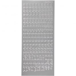 Autocollants, alphabet, feuille 10x23cm, argent, 1 flles [HOB-170215]
