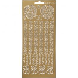 Stickers, jubileum, vel 10x23 cm, goud, 1 vel [HOB-170216]
