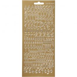 Stickers, alfabet, vel 10x23 cm, goud, 1 vel [HOB-170226]