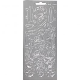 Stickers, sport, vel 10x23 cm, zilver, 1 vel [HOB-170233]