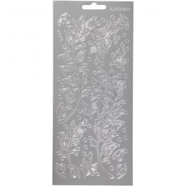 Autocollants, feuilles, feuille 10x23cm, argent, 1 flles [HOB-170239]