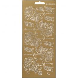 Stickers, rozen, vel 10x23 cm, goud, 1 vel [HOB-170250]