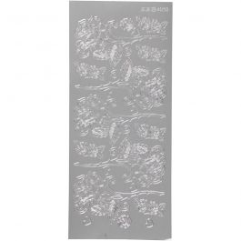 Stickers, rozen, vel 10x23 cm, zilver, 1 vel [HOB-170251]