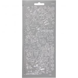 Stickers, lantaarnen, vel 10x23 cm, zilver, 1 vel [HOB-170255]