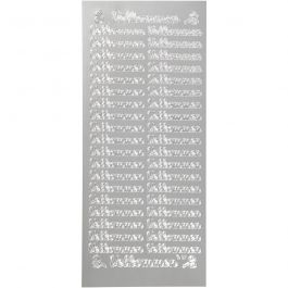 Stickers, velkommen, vel 10x23 cm, zilver, 1 vel [HOB-170262]