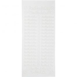 Autocollants, indbydelse, feuille 10x23cm, blanc, 1 flles [HOB-170266]