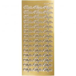 Stickers, tillykke, vel 10x23 cm, goud, 1 vel [HOB-170271]